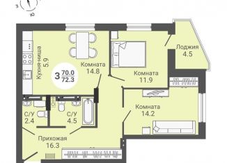Продажа двухкомнатной квартиры, 74.5 м2, Новосибирск, улица Петухова, 168с