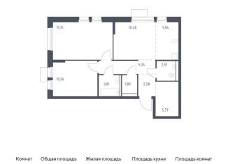 Продается 2-ком. квартира, 62.6 м2, Московская область, жилой комплекс Квартал Авиаторов, к8