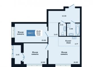 Продам трехкомнатную квартиру, 71.6 м2, Новосибирск, Ленинский район, улица Титова, 48