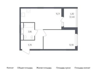 Продажа однокомнатной квартиры, 40.6 м2, деревня Новосаратовка