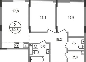 Продам 2-комнатную квартиру, 62.5 м2, рабочий посёлок Заречье