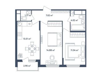 Продажа 2-комнатной квартиры, 54.2 м2, поселок Мещерино