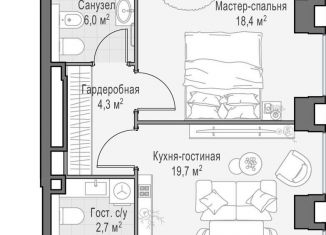 Продам однокомнатную квартиру, 55.5 м2, Москва, Пресненский район