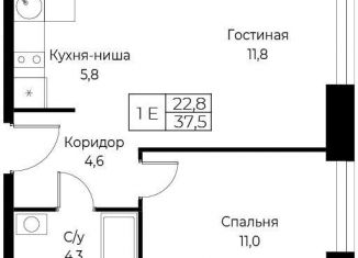 1-комнатная квартира на продажу, 37.5 м2, Москва, улица Намёткина, 10Д, метро Новые Черёмушки
