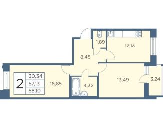 Продам двухкомнатную квартиру, 57.8 м2, Санкт-Петербург, Большой Сампсониевский проспект, 70к3