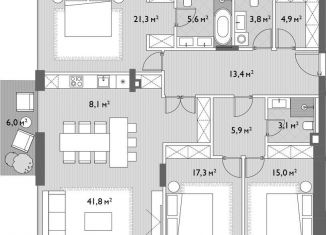 3-комнатная квартира на продажу, 137.9 м2, Москва, Мосфильмовская улица, 1к7, ЗАО