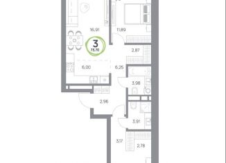 Продается трехкомнатная квартира, 73.7 м2, Красноярск, Октябрьский район