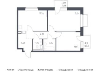 Продается 2-ком. квартира, 54.8 м2, Московская область, жилой комплекс Томилино Парк, к6.1