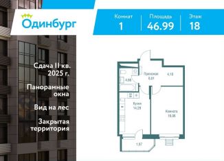 Продажа 1-ком. квартиры, 47 м2, Одинцово, ЖК Одинбург