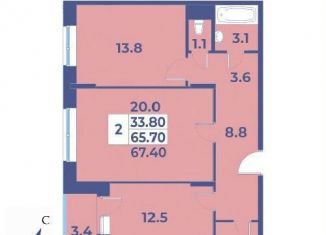 Продается 2-комнатная квартира, 67.4 м2, поселение Первомайское, жилой комплекс Эдельвейс, к5А