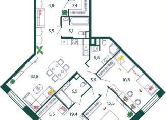 Продам трехкомнатную квартиру, 127.6 м2, Москва, 2-я очередь, к4, станция ЗИЛ