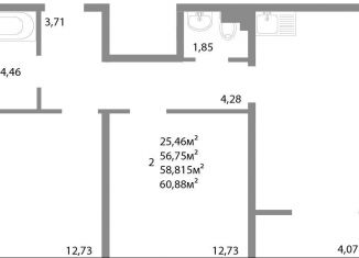 Продам двухкомнатную квартиру, 58.8 м2, Челябинск, Калининский район, улица Университетская Набережная, 113А