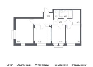 Продам 3-комнатную квартиру, 76.5 м2, поселение Рязановское, улица Уточкина, 8к1
