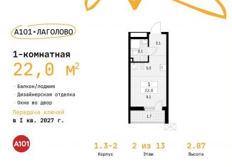 Квартира на продажу студия, 22 м2, деревня Лаголово
