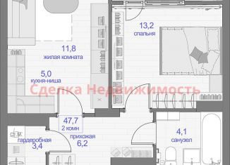 Продается 2-комнатная квартира, 47.7 м2, Красноярск, Апрельская улица, 9, Кировский район