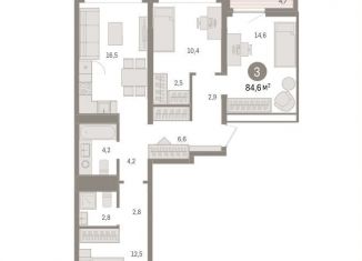 Продам 3-комнатную квартиру, 84.6 м2, Тюмень