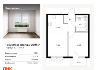 Однокомнатная квартира на продажу, 37 м2, городской посёлок Янино-1, жилой комплекс Янинский Лес, 6