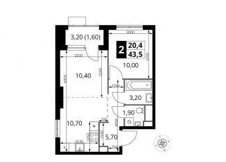 Продам 2-комнатную квартиру, 43.3 м2, Химки