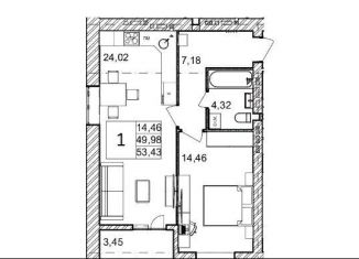Продам 1-комнатную квартиру, 53.4 м2, Волгоград