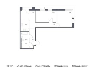 2-комнатная квартира на продажу, 66.4 м2, Москва, жилой комплекс Квартал Герцена, к2, метро Зябликово