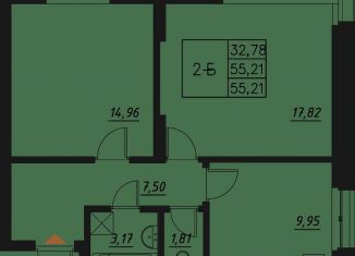 Продаю 2-комнатную квартиру, 55.2 м2, Казань