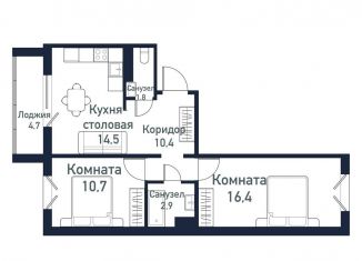 Продажа 2-комнатной квартиры, 53.5 м2, посёлок Западный