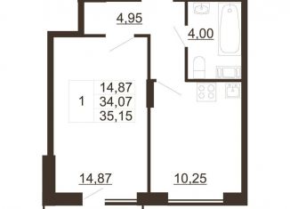 Продается 1-комнатная квартира, 35.2 м2, городской посёлок имени Свердлова