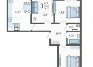 Продажа 3-комнатной квартиры, 74.3 м2, Краснодар