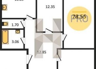 Продаю трехкомнатную квартиру, 78.6 м2, Ростов-на-Дону, улица Вересаева, 103В, ЖК Сиреневый Квартал