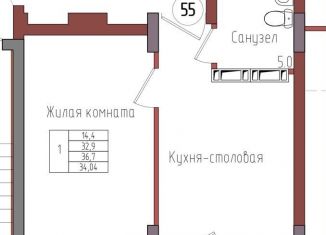 Продам 1-комнатную квартиру, 34 м2, Калининградская область