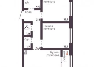 Продается 2-ком. квартира, 59 м2, Челябинск