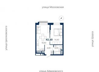 Продаю 1-комнатную квартиру, 42.3 м2, Екатеринбург, ЖК Парк Столиц, улица Айвазовского, 52
