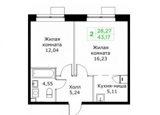 2-ком. квартира на продажу, 43.2 м2, Московская область