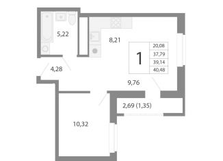 1-ком. квартира на продажу, 39.1 м2, Свердловская область