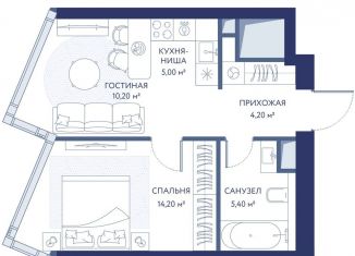 Двухкомнатная квартира на продажу, 39 м2, Москва, 1-й Сетуньский проезд, вл8