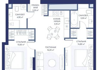 3-комнатная квартира на продажу, 66.7 м2, Москва, 1-й Сетуньский проезд, вл8, метро Студенческая