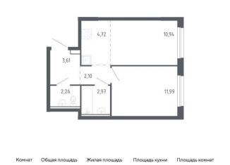 Продам 1-комнатную квартиру, 38.6 м2, Тюменская область, жилой комплекс Чаркова 72, 2.1