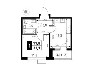 Продажа 1-комнатной квартиры, 33.1 м2, Химки