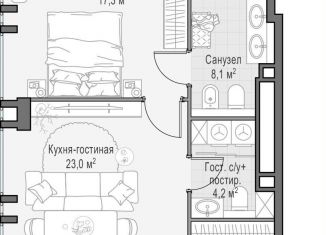 Продам 1-комнатную квартиру, 57.4 м2, Москва