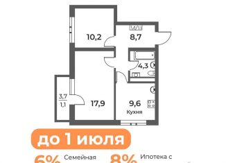 Двухкомнатная квартира на продажу, 51.8 м2, Новокузнецк, Уфимская улица, 6