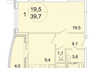 Продажа 1-комнатной квартиры, 39.7 м2, Ивантеевка, улица Прокудина, 1