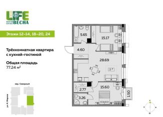 Продажа 3-комнатной квартиры, 77.2 м2, Ижевск