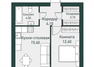 Продается 1-комнатная квартира, 40.6 м2, посёлок Западный