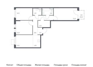 Продаю 3-комнатную квартиру, 77.1 м2, Московская область, квартал Ивакино, 2к1