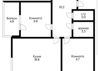 2-комнатная квартира на продажу, 57.9 м2, Краснодарский край