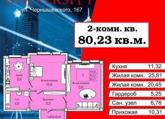 Продается 2-комнатная квартира, 80.2 м2, Кабардино-Балкариия, улица Чернышевского, 167