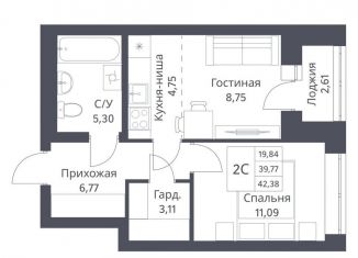 Продам однокомнатную квартиру, 39.8 м2, Новосибирск, метро Заельцовская