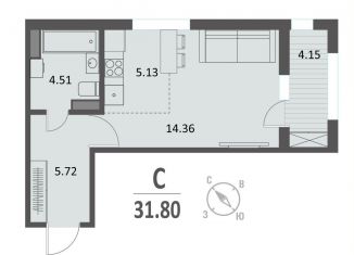 Продажа квартиры студии, 31.8 м2, Курск, Центральный округ