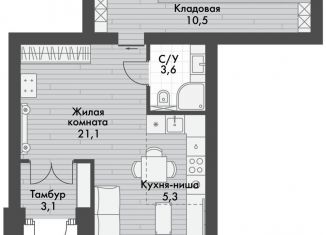 Продам однокомнатную квартиру, 52.3 м2, поселок Октябрьский