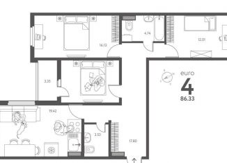 Продам 3-комнатную квартиру, 86.3 м2, Липецкая область